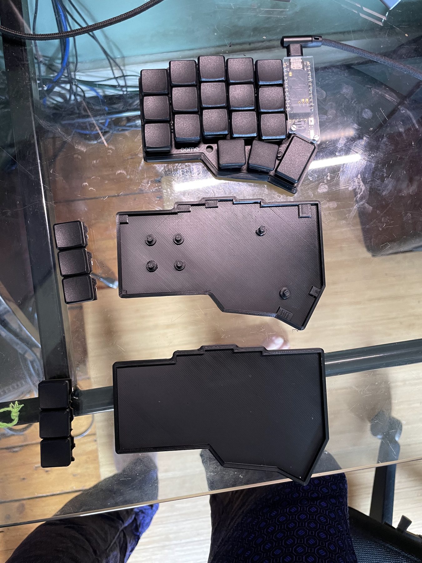 Left half with its outer column broken off, beside the first printed case parts